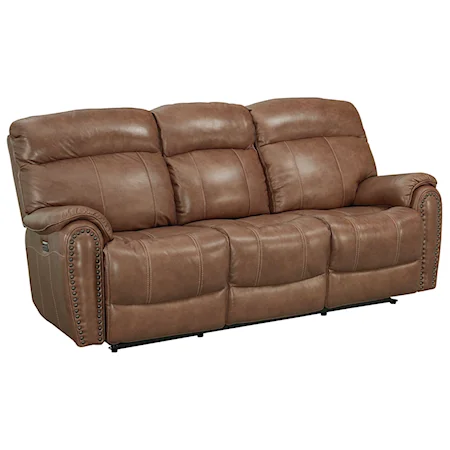 Leather Match Power Motion Sofa with Power Headrests and Lumbar Support